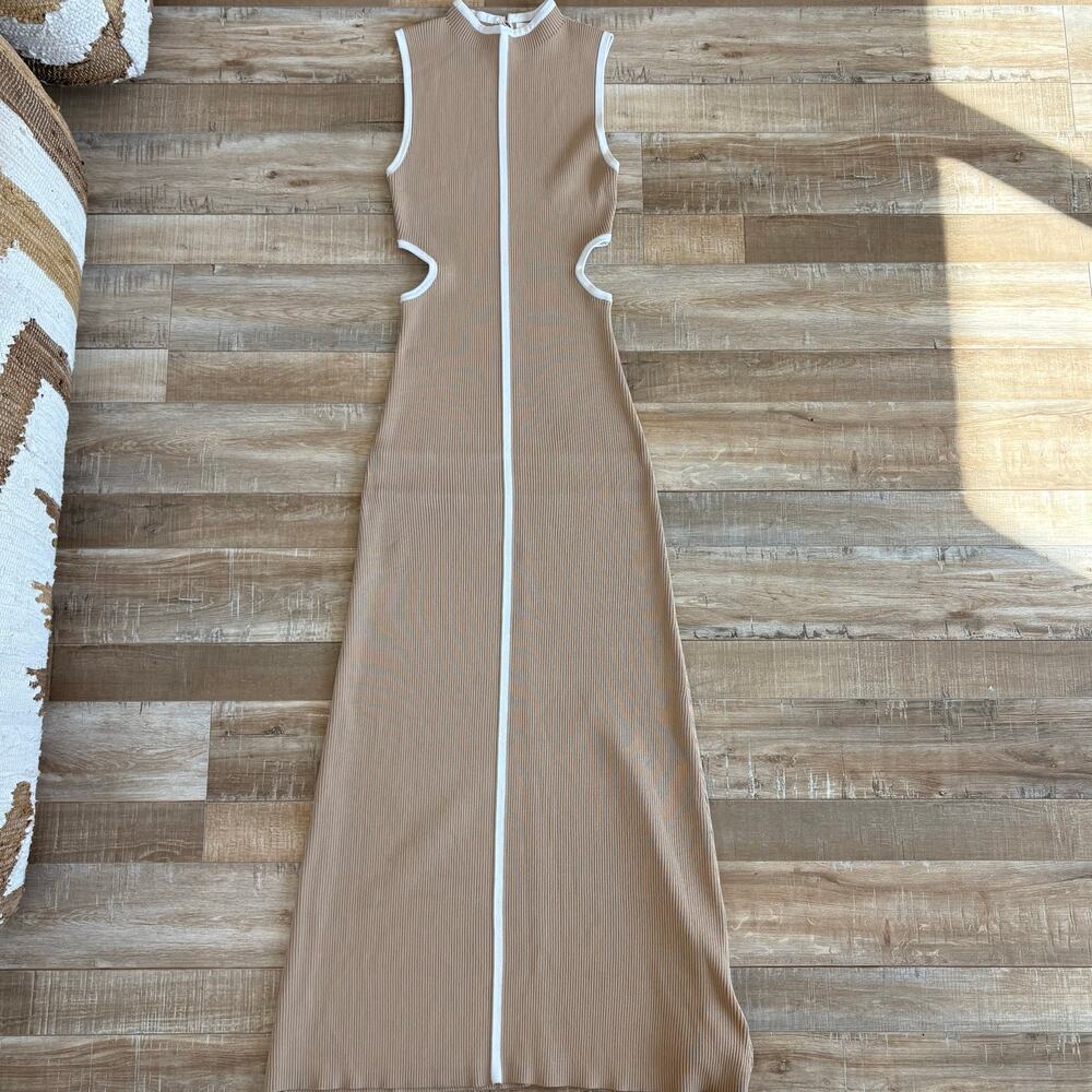 DISSH Binding Wheat Knit Maxi Dress High Neck Cut Out ribbed size L - Picture 3 of 7